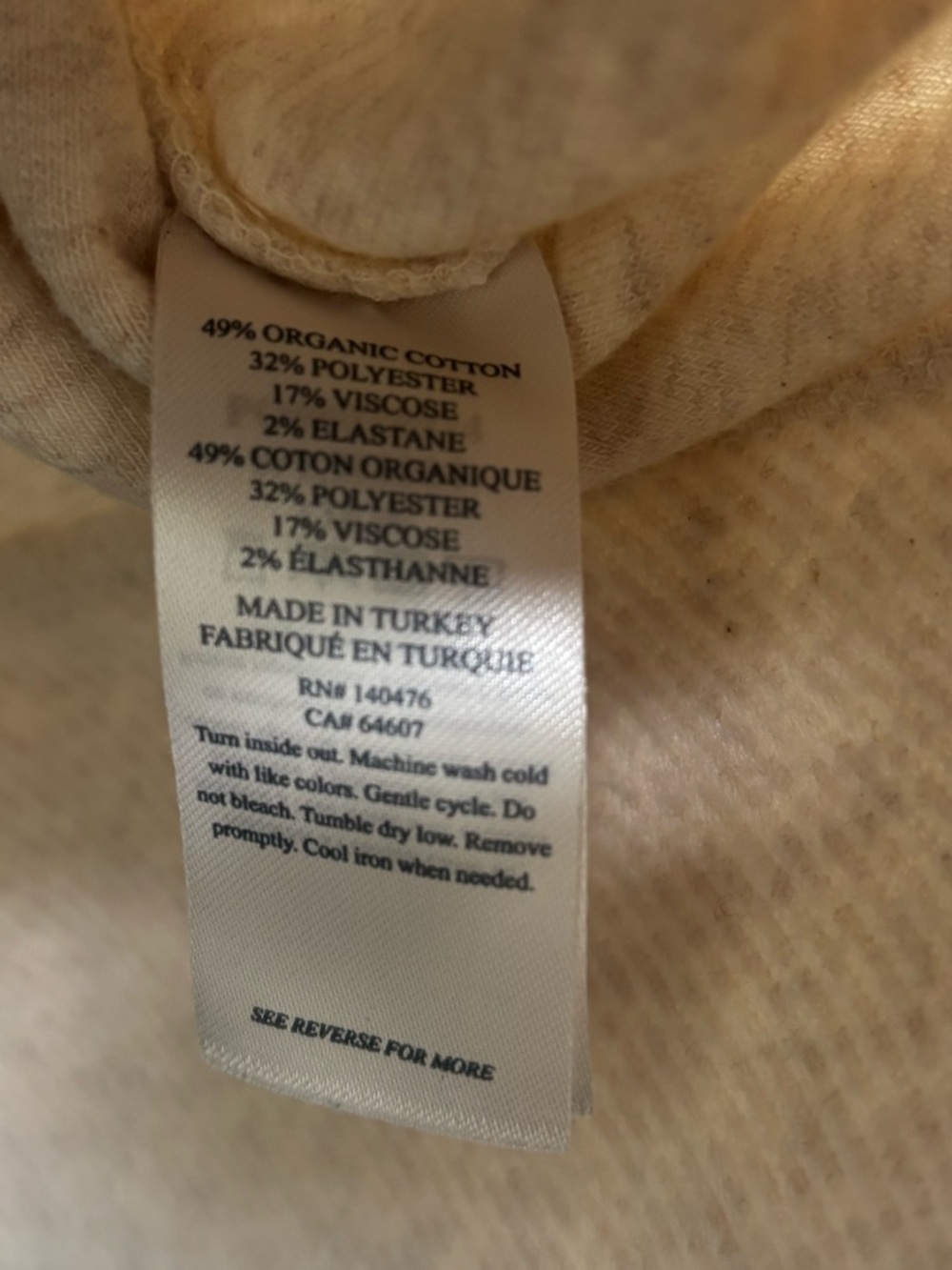 Faherty Legend Half Zip Sweatshirt Sz L Off White Organic Cotton Pullover - Picture 7 of 11